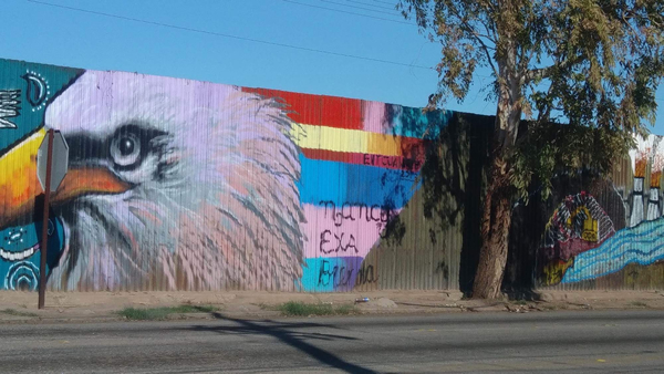 Murals on a wall that marks the U.S.-Mexico border in Mexicali, Mexico. (Photo courtesy of Victor Aguirre)