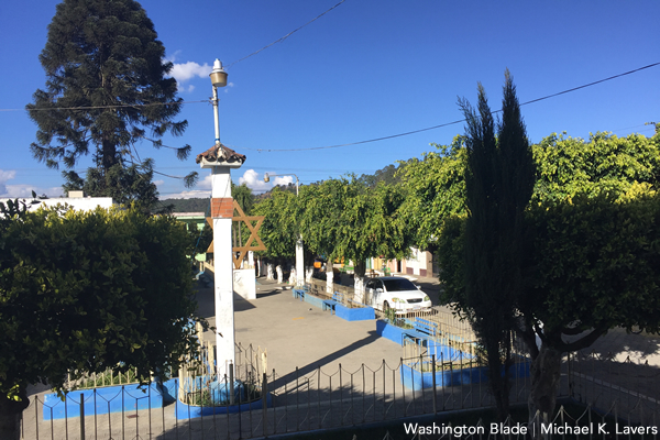 The main park in El Tejar, Guatemala, on Feb. 2, 2017. (Washington Blade photo by Michael K. Lavers)