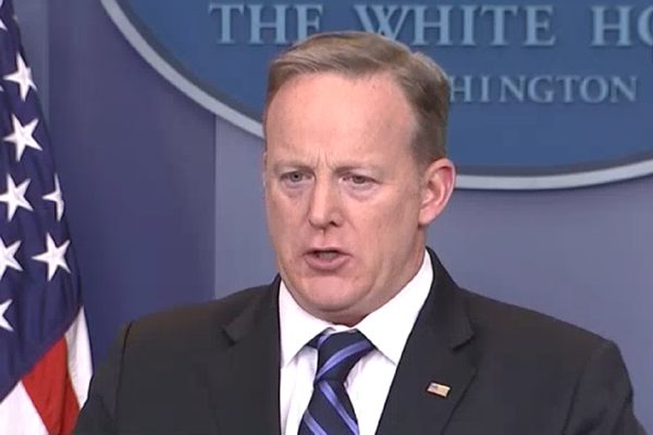 White House Sean Spicer was hammered with questions on reversal of the transgender student guidance. (Photo courtesy CSPAN).