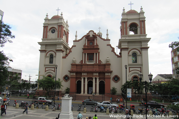 The cathedral in San Pedro Sula, Honduras. (Washington Blade photo by Michael K. Lavers)