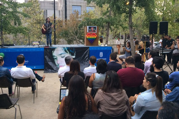 Chilean activists on March 2, 2017, held a memorial service in Santiago, Chile, in honor of Daniel Zamudio, a young gay man who was beaten to death in March 2012. His murder sparked outrage across Chile and prompted lawmakers to pass an LGBT-inclusive hate crimes and nondiscrimination law that bears his name. (Photo courtesy of Óscar Rementería/Movilh)