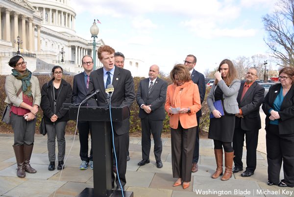 Rep. Joe Kennedy III (D-Mass.) is the new leader of the Transgender Task Force. (Washington Blade photo by Michael Key)