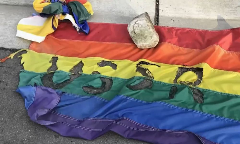 Pride flags pulled down, burned in Silver Spring