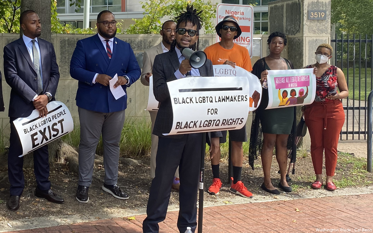 Black LGBTQ lawmakers, activists protest outside Nigerian embassy